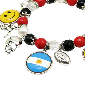 Bracelet élastique perlé pour équipes de football, basketball, baseball, avec logo personnalisé en résine époxy, bracelet promotionnel pour supporters sportifs - Product Image 4
