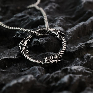 Stainless Steel Dragon Pendant <b>Necklace</b> For Men Viking <b>Celtic</b> Style Gift Jewelry - Product Image 4