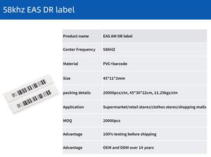 Mağaza güvenlik görevlisi AM EAS <span class=keywords><strong>DR</strong></span> güvenlik etiketi 58khz Am Anti hırsızlık etiket giyim Alarm etiketi anti-hırsızlık için - Product Image 2