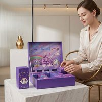 Boîte de calendrier de l'avent en forme de château 3D violet personnalisable avec logo, conteneur rigide de qualité supérieure avec 24 tiroirs pour cosmétiques en vrac