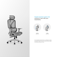 Chaise de bureau ergonomique moderne haut de gamme en maille avec soutien lombaire réglable, accoudoirs, fonction d'inclinaison, base pivotante silencieuse à 360° en aluminium
