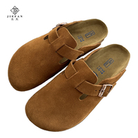 Chaussures confortables et douces en cuir suédé véritable, design personnalisé de haute qualité, style Bken Muller, pantoufles à semelle en liège