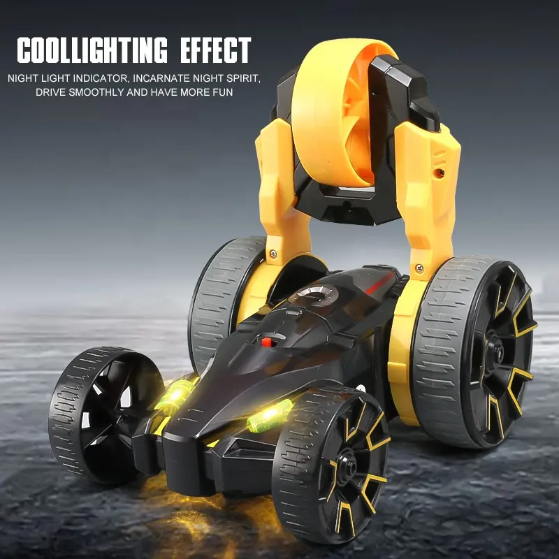 2.4G 6C five-wheels remote control toy acrobatic deformation 360 rolling stunt car with light