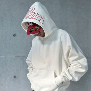 Sudadera con capucha de algodón 100% blanca personalizada Unisex, cuello con capucha bordado de gran tamaño, patrón estampado para hombres y mujeres para la temporada de otoño - Product Image 2