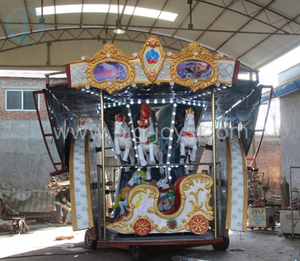 Popular Amusement <strong>Park</strong> Rides 16 Seats Mobile Carousel with Trailer for Kids on Sale - Product Image 3
