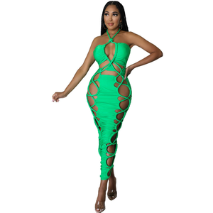 Robe longue de soirée sexy sans manches à col halter et dos nu pour femme <span class=keywords><strong>Liu</strong></span> Ming OEM ODM - Product Image 2