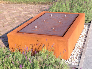 Modern <b>Large</b> Outdoor <b>Garden</b> Rectangle Metal <b>Feature</b> Corten Steel <b>Water</b> Fountain - Product Image 3
