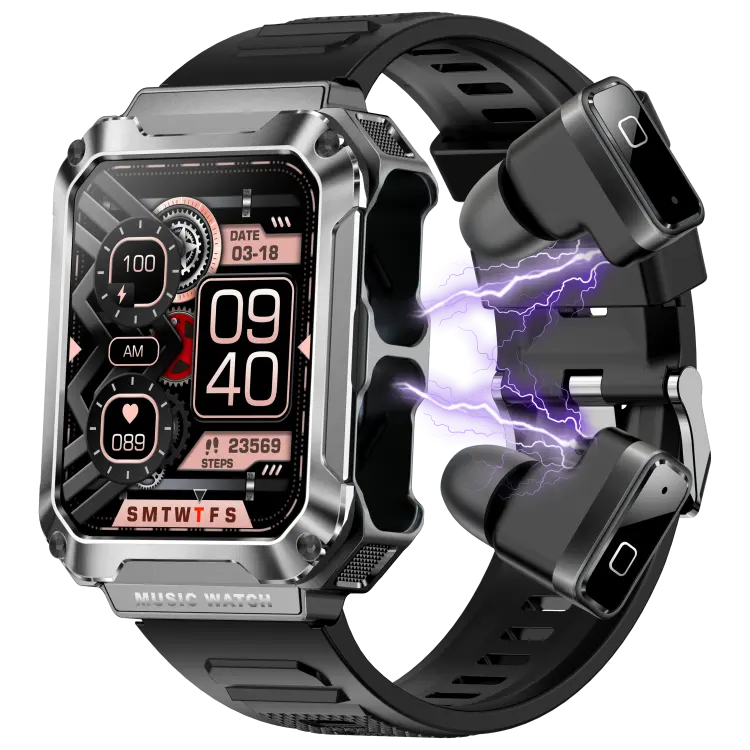 VALDUS jam tangan pintar IP67, arloji cerdas tahan air dengan Earphone Bluetooth 5,1 daya rendah untuk olahraga dan kesehatan manajemen T93 2 In 1