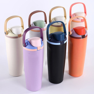 <b>2</b> in 1 Drinking Lid 30oz Custom Logo Metal Steel Double Wall Cute Coffe Mug <b>Cup</b> Water Tumbler Hot and Cold with Handle Straw - Product Image 6