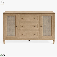 Commode extra large en bois massif Sausalito de haute qualité, style vintage moderne du milieu du siècle, table de toilette multifonctionnelle et écologique avec rangement