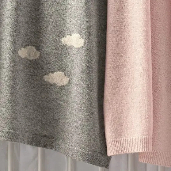 Luxury Lovely Heart Cloud Pattern Knit Wool Cashmere Baby Blanket