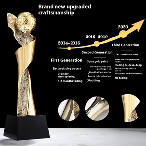 Trophée personnalisé en résine cristalline dorée pour compétitions, récompense commémorative avec impression UV pour <span class=keywords><strong>l</strong></span>'honneur des groupes - Product Image 2