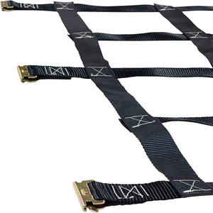 Red de carga resistente para camión con hebilla de leva y correa de trinquete de poliéster de 42" x 10" para riel E-Track de caja de camioneta - Product Image 3