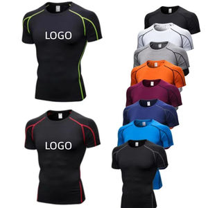 T-Shirt da <span class=keywords><strong>uomo</strong></span> con stampa personalizzata aderente a compressione sportiva da palestra t-Shirt da <span class=keywords><strong>uomo</strong></span> in poliestere Spandex Slim Fit - Product Image 1