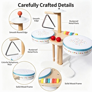 Juguete Sensorial Montessori de Madera <span class=keywords><strong>para</strong></span> Niños en Edad Preescolar, Juego de Percusión de 8 Piezas con 6 Tambores, Gran Venta - Product Image 4