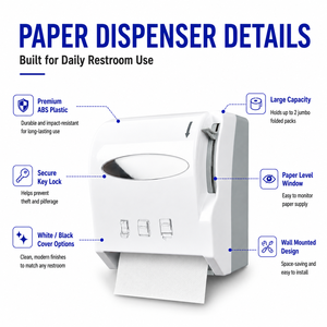 Distributeur de serviettes en rouleau activé par levier Support <span class=keywords><strong>mural</strong></span> mains libres <span class=keywords><strong>Porte</strong></span>-serviettes en papier haute capacité de qualité commerciale pour cuisine salle de bain - Product Image 2