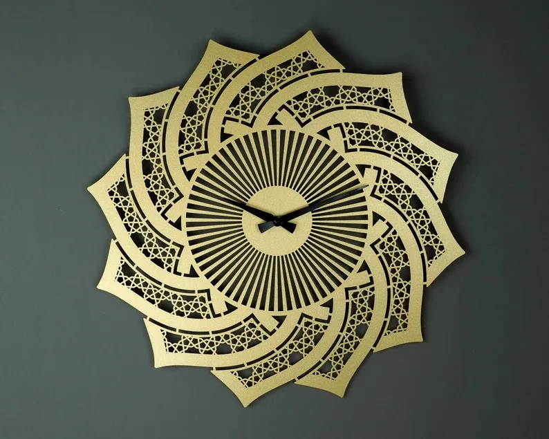 Geometric Unique Stainless Steel Islamic Home Decor Islamic Arabic Wall Clock