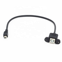 Kabel ekstensi Panel USB B wanita, Mini USB B pengisian cepat 3A PVC Braid Mini B pria tipe B wanita untuk stok Printer