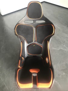 Asiento de Carreras Universal de Fibra de Carbono con Cojín Azul, Soporte para Asiento, Riel para Asiento, Hebilla para Cinturón de Seguridad - Product Image 2