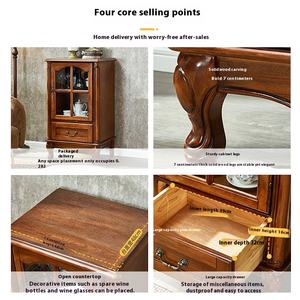 Vinoteca de Estilo Americano para Espacios Pequeños, Madera Maciza, Panel Elevado, Estilo Retro, Mueble para Sala de Estar Europea, Mueble para TV - Product Image 4