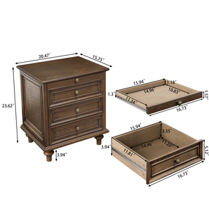 Farmhouse Nightstands Set Of 2 With 4 Drawers Wood Storage Side Tables Large End Table With Hidden <b>Pull</b> <b>Out</b> <b>Shelf</b> - Product Image 3