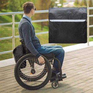 Sac de rangement arrière pour fauteuil roulant d'extérieur, 18 pouces, noir et bleu, avec poche intérieure à fermeture éclair, pour les voyages - Product Image 2