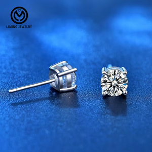XEZ001 Classic Four Claw Design 925 Sterling Silver 0.3-3Ct Moissanite Gemstone <strong>Stud</strong> <strong>Earrings</strong> for Women Party <strong>Fine</strong> Jewelry - Product Image 2
