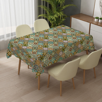 Nappe Rectangulaire Personnalisée RNPT à Motifs Floraux Multicolores, Nappe en Toile Enduite Anti-Taches, Facile à Nettoyer, Idéale pour les Fêtes