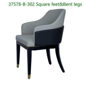 Chaise en cuir de luxe en bois massif-Chaise de restaurant moderne 37578-B-302 Pieds carrés et pieds pliés - Product Image 2