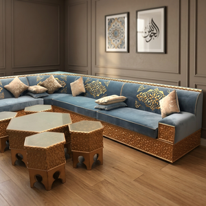 Sedari-sofá marroquí, conjunto de muebles de madera para sala de estar - Product Image 3
