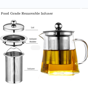 Eapot de acero inoxidable con infusor, hoja de oaker eapot de borosílice, descenso y eapot et (350-750ml) - Product Image 6