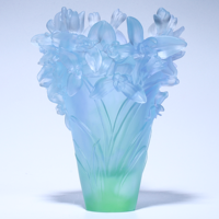 Vase en verre cristal vert menthe personnalisé, style orchidée, avec insert en coupelle dorée, pour encensoir, vente en gros d'usine, pour la décoration intérieure marocaine