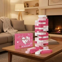 Jeu de couple amusant pour adultes, blocs en bois roses, tour de la passion, idées de rendez-vous coquins pour mariage, activités, cadeau de la Saint-Valentin