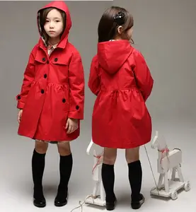 2015 신제품 소녀 빨간 트렌치 코트 아이 옷 도매