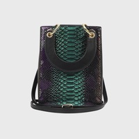 Python bolsa de ombro de couro feminina, bolsa de mão modelo carteiro brilhante universal para smartphone