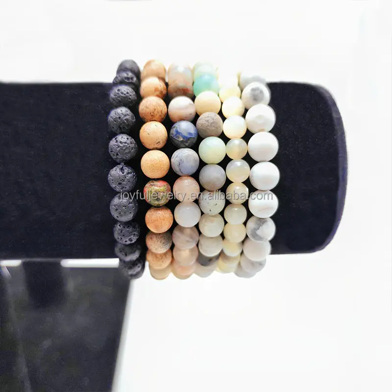 Wholesale Natural Stone Bead Bracelet,Amethyst,Bamboo Agate,White Howlite,Pink Strawberry Quartz,Blue Lapis All Available