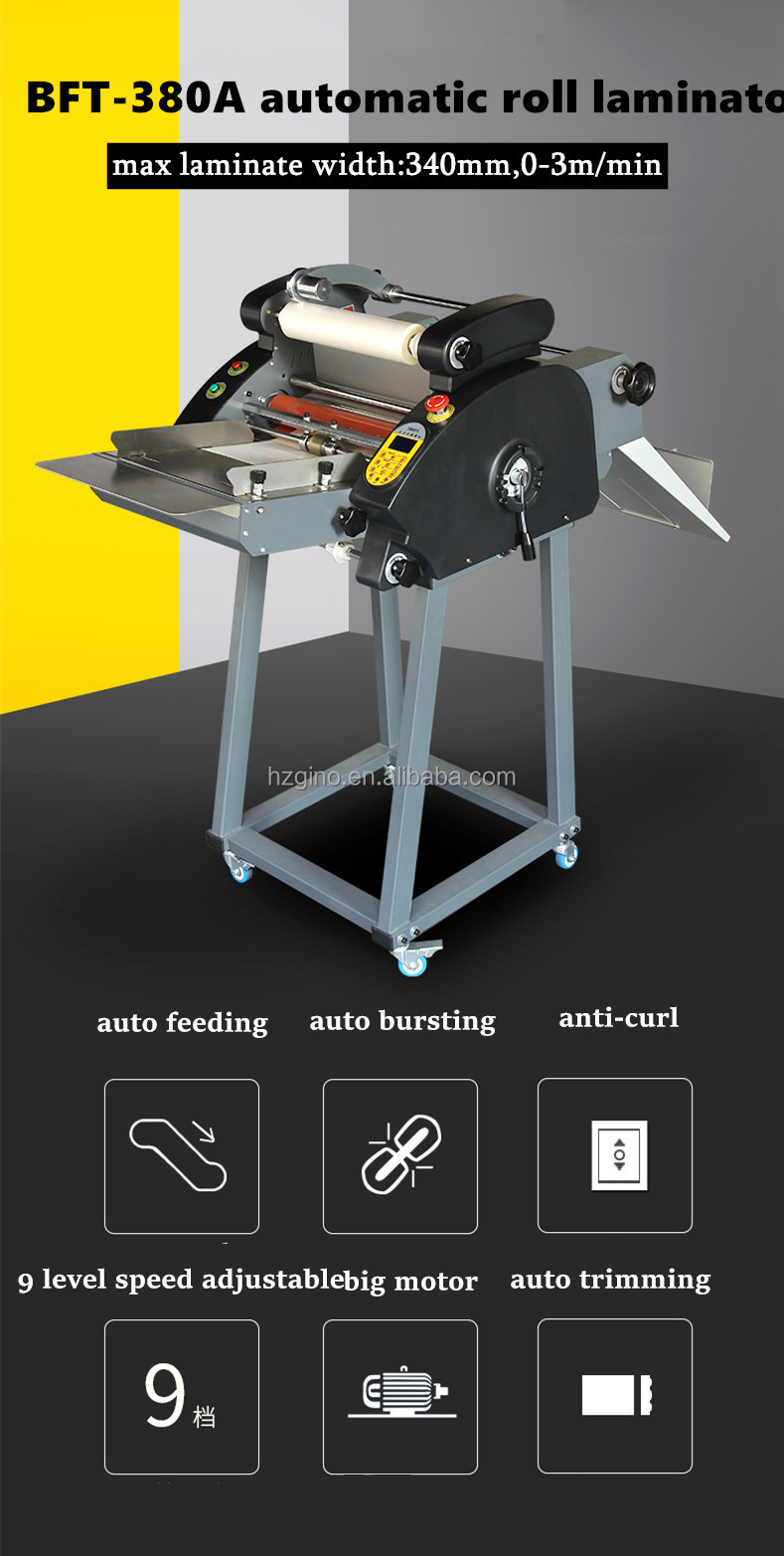 BFT-380A 13'' 340mm auto feed paper hot cold roll laminator automatic A3 laminating machine