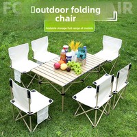 Ensemble de chaise et table pliantes en fer pour l'extérieur, mobilier de camping portable ultra léger avec design Egg Roll