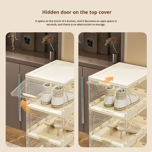 Складной интегрированный органайзер для обуви, прозрачный, многослойный, штабелируемый, пластиковый, без необходимости сборки - Product Image 4