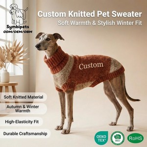 Suéter de Tricô Grosso Multicolorido BSCI OEKO para Cães, Gola Alta, Premium, com Blocos de Cores, Ajuste Elástico, Outono Inverno, para Whippets e Outros Pets - Product Image 1