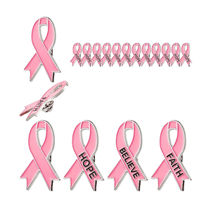 Pin de Solapa Personalizado con Cinta Rosa y Cruz, para Concientización sobre el Cáncer de Mama, con Detección de Metales, para Salvar Vidas, de <span class=keywords><strong>Octubre</strong></span> Charms - Product Image 3
