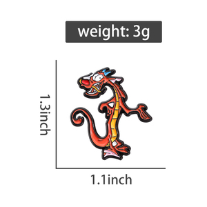 Broches en émail Mushu Dragon inspirées du <span class=keywords><strong>film</strong></span>, badges de dessin animé pour sac à dos, vêtements, accessoires, bijoux, cadeau - Product Image 6