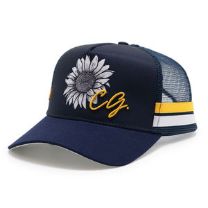 Casquette de camionneur queue de cheval rayée de haute qualité pour femmes Logo brodé 5 panneaux Casquette de camionneur personnalisée à rayures - Product Image 6