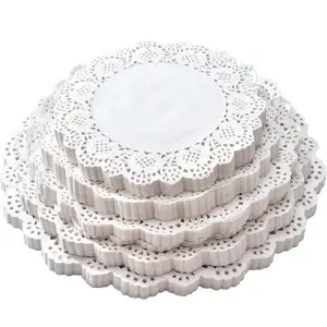 Disposable greastproof 4 6 8 10 12 Inches mini white round placemats lace paper cake coffee doilies