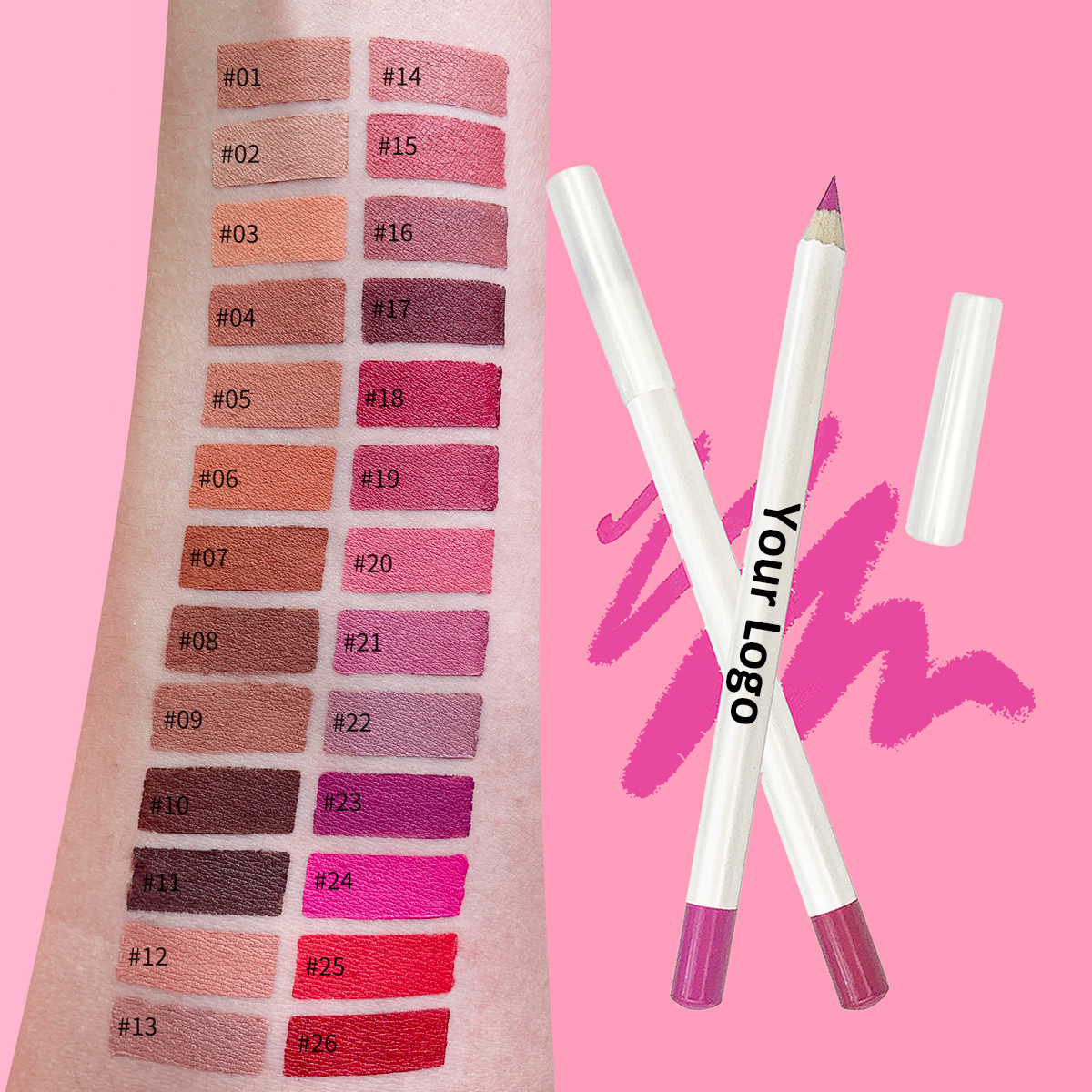 Лидер продаж на Amazon, водостойкий Гладкий Карандаш для губ с логотипом на заказ