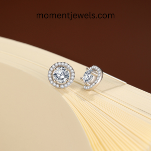 Boucles d'oreilles en argent sterling 925 avec moissanite, taille brillant rond, zircon délicat, bijoux minimalistes, cadeau pour femme - Product Image 3
