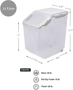 Récipient alimentaire en plastique de grande capacité pour la cuisine avec couvercle d'étanchéité Conteneur de stockage de riz à retournement bocaux à céréales - Product Image 3