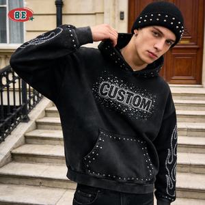 Hoodies Atacado Moda Urbana Hoodie Gráfico com Strass Alta Qualidade Oversized Poliéster Algodão Hoodies Personalizados para Homens - Product Image 1