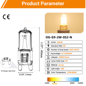 Venta al por mayor de fábrica, bombillas incandescentes blancas ajustables, voltajes 6V 12V 24V 120V 220V <span class=keywords><strong>G9</strong></span> G4 G8 G5.3 G6.35, lámpara <span class=keywords><strong>halógena</strong></span> - Product Image 2