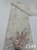 NI.AI Nouveau design Tissu en dentelle perlée à motif floral, Tissu en dentelle à sequins, Tissu en dentelle filet à sequins et perles